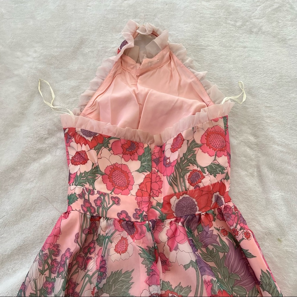 Vintage Pink Retro Floral Halter Maxi Dress - Picture 4 of 7